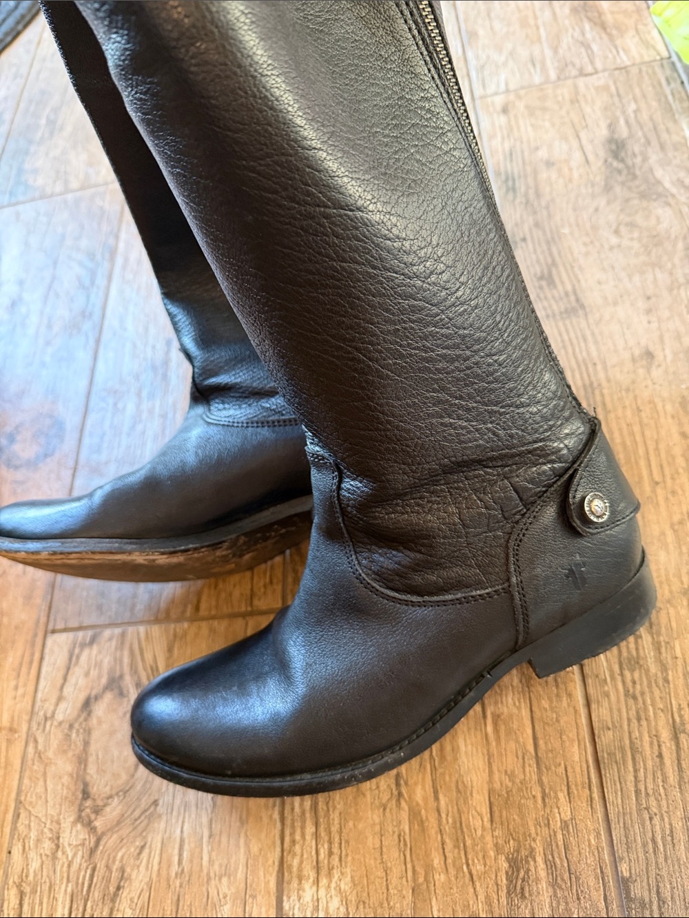 Frye Melissa Tall Leather Boots Black Back Zip 6.5 - Picture 3 of 7